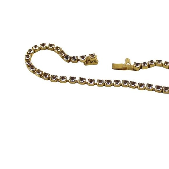 Vintage Monet Tennis Gold Tone Rhinestone Tennis Bracelet Box Clasp - Picture 1 of 6